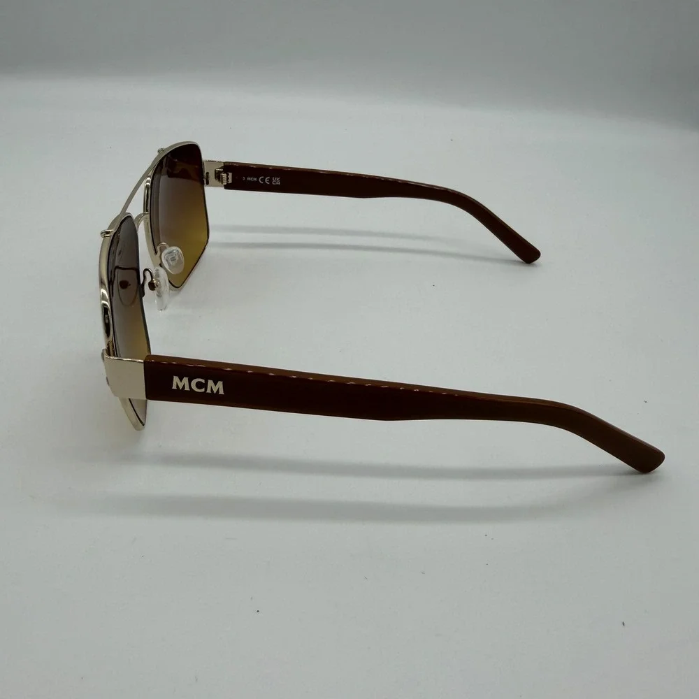 MCM MW0008 32F Gold Brown Square Navigator Sunglasses with Crossbody Case New